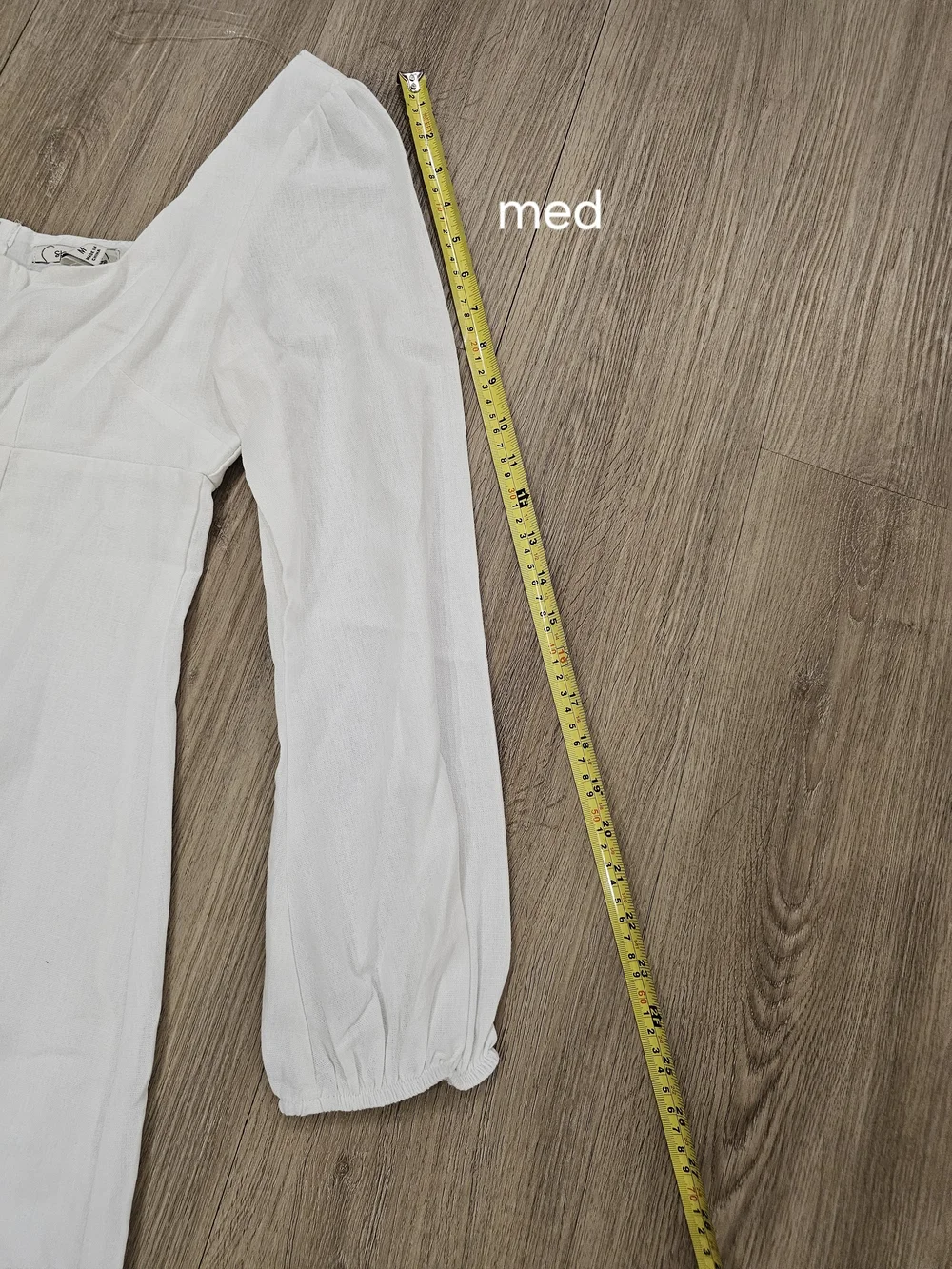 NWT Speechless White Linen Blend Long Puff Sleeve Square Neck Mini Dress in S&M - Picture 13 of 15